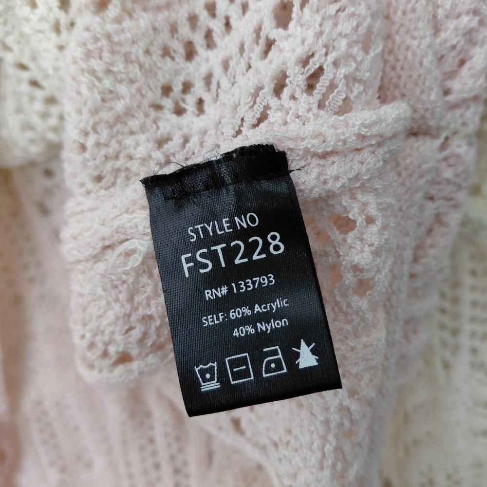 POL V-Neck Sweater in Cream and Pink Hombre - Picture 3 of 4